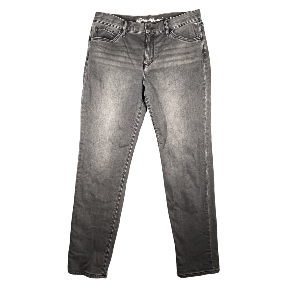 Eddie Bauer Women's Size 6 Boyfriend Fit Lined Jeans Gray‎ Stretch Dark Wash